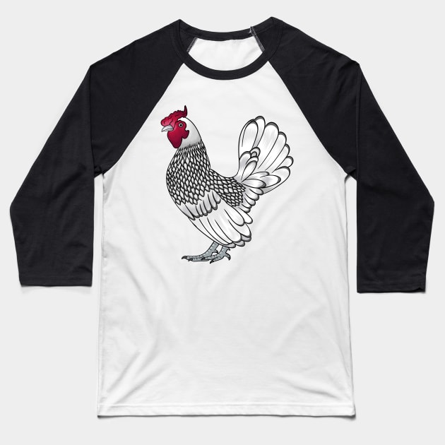 Sebright chicken cartoon illustration Baseball T-Shirt by Cartoons of fun